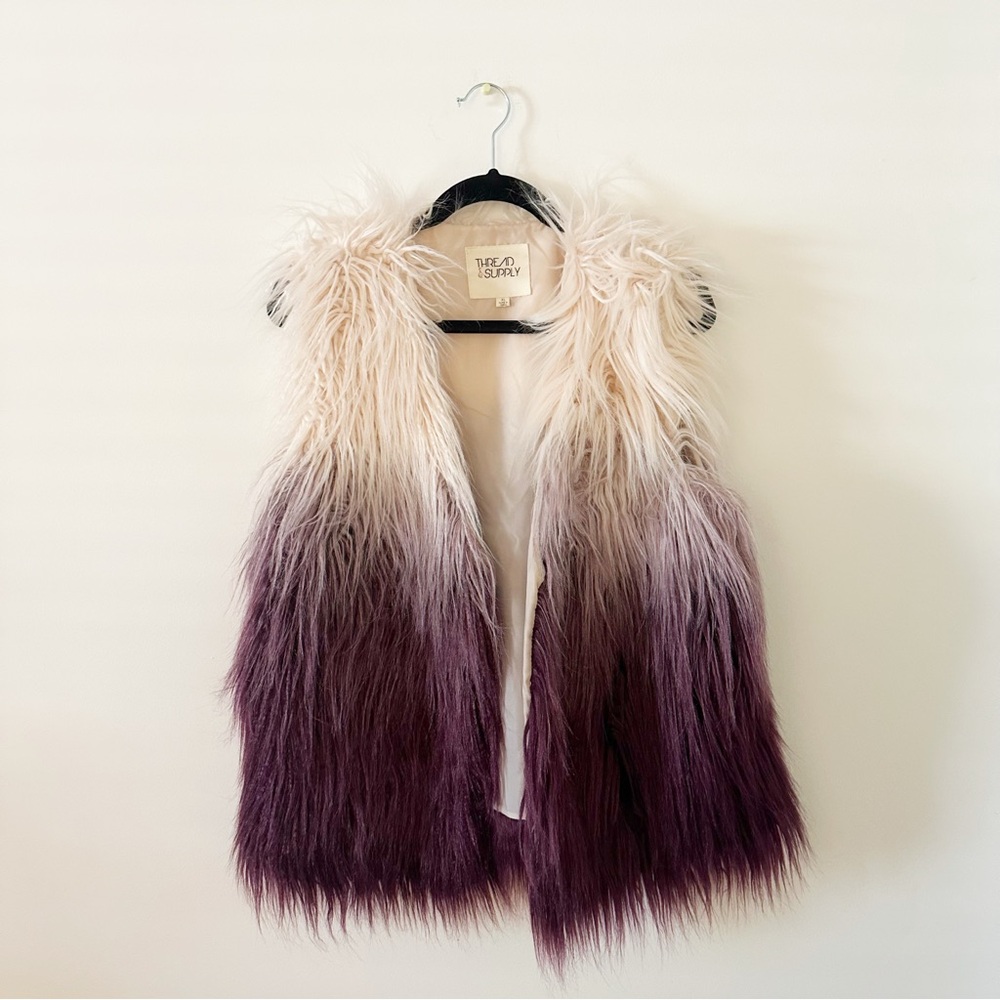 Thread & Supply Purple Ombre Faux Fur Vest XL